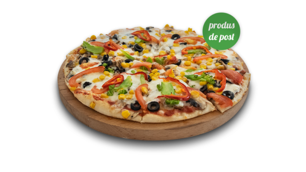 pizza, vegetariană de post, marimar-tichilești, blat, platou, savoare, proaspăt